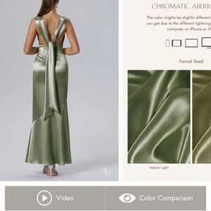AW BRIDAL Elegant Satin Green Evening Dress